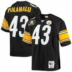 Best Sale 🔥 Unbranded Men's Mitchell & Ness Troy Polamalu Black Pittsburgh Steelers 2007 Authentic Retired Player Jersey 🥰