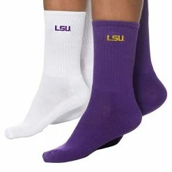 Best Pirce 😍 Unbranded 👩 Women's ZooZatz Purple/White LSU Tigers 2-Pack Quarter-Length 🧦 Socks 🤩