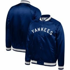 Best Pirce 🔔 Unbranded Men's Mitchell & Ness Navy New York Yankees Lightweight Satin Full-Snap Jacket ⭐