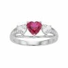 Discount ⌛ Unbranded Sterling Silver Lab-Created Ruby & White Sapphire Triple Heart Ring ⭐