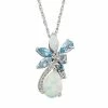 Cheap 🔥 Unbranded Sterling Silver Lab-Created Opal & Blue Topaz Cluster Pendant Necklace 🔔