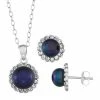 Discount ⌛ Unbranded Sterling Silver Black Pearl Halo Earring & Pendant Necklace Set 💯