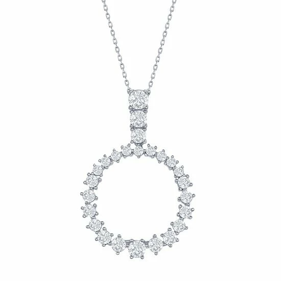 Best deal 🧨 Unbranded Silver Tone & Cubic Zirconia Open Circle Pendant Necklace ✔️