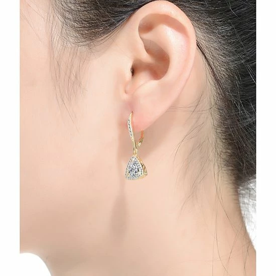 Brand new ๐ Unbranded Sterling Silver Cubic Zirconia Triangle Drop Earrings โญ - Image 2