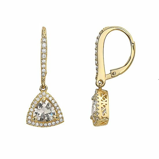 Brand new ๐ Unbranded Sterling Silver Cubic Zirconia Triangle Drop Earrings โญ - Image 4