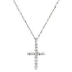Outlet ❤️ Unbranded Sterling Silver Cubic Zirconia Cross Pendant Necklace 😀