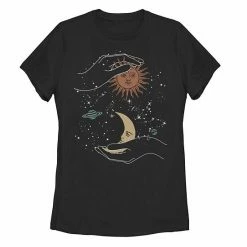 Hot Sale 🌟 Unbranded Juniors' Sun & Moon Galactic Graphic Tee Navy 👍