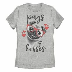 Wholesale ❤️ Unbranded Juniors' Pugs And Kisses Red Hearts Valentine's Tee 🔥