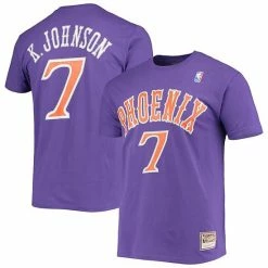 Best Pirce 🧨 Unbranded Men's Mitchell & Ness Kevin Johnson Purple Phoenix Suns Hardwood Classics Stitch Name & Number T-Shirt 🌟