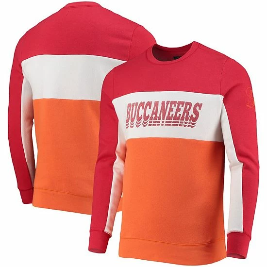 Outlet 💯 Unbranded Men's Junk Food Red/Orange Tampa Bay Buccaneers Color Block Pullover Sweatshirt ⭐ - Image 2