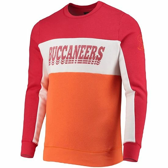 Outlet 💯 Unbranded Men's Junk Food Red/Orange Tampa Bay Buccaneers Color Block Pullover Sweatshirt ⭐ - Image 3