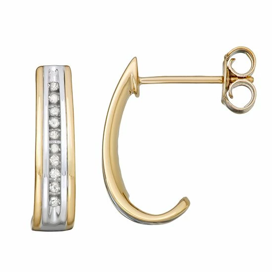 Wholesale 👍 Unbranded Sterling Silver 1/10 Carat T.W. Diamond J-Hoop Earrings 🥰 - Image 4