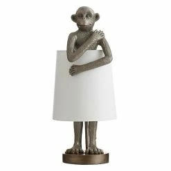 Cheap 😍 Unbranded Standing Antique Brass Monkey Table Lamp With Shade Around Body 🔔