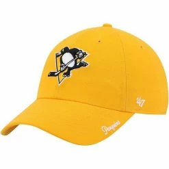 Brand new 😀 Unbranded 👩 Women's '47 Gold Pittsburgh Penguins Team Miata Clean Up Adjustable Hat 🔥