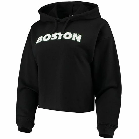 New ๐ Unbranded ๐ฉ Women's FISLL Black Boston Celtics Logo Cropped Pullover Hoodie ๐ - Image 2