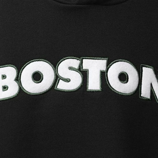 New ๐ Unbranded ๐ฉ Women's FISLL Black Boston Celtics Logo Cropped Pullover Hoodie ๐ - Image 4