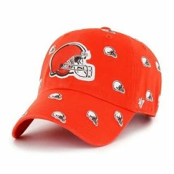 New 🔥 Unbranded 👩 Women's '47 Orange Cleveland Browns Confetti Clean Up Logo Adjustable Hat ❤️