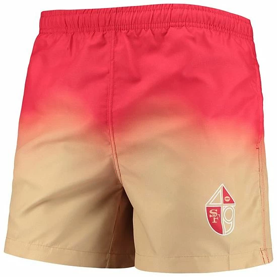 Deals ❤️ Unbranded Men's FOCO Scarlet San Francisco 49ers Retro Dip-Dye Swim Shorts ⌛ - Image 2