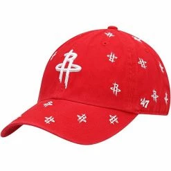 New ❤️ Unbranded Men's '47 Red Houston Rockets Confetti Cleanup Adjustable Hat 🔥