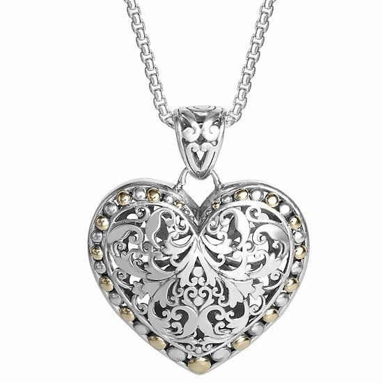Deals ๐ Unbranded Two Tone Sterling Silver Bali Filigree Pendant Necklace ๐ฅฐ