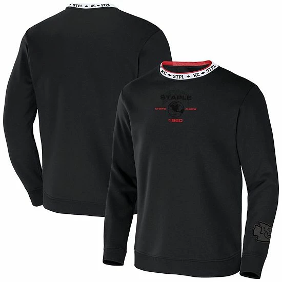 Wholesale ๐ Unbranded Men's NFL X Staple Black Kansas City Chiefs Globe Crewneck Pullover ๐ฅ - Image 2