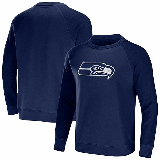 Outlet ๐ Unbranded Men's NFL X Darius Rucker Collection By Fanatics College Navy Seattle Seahawks Raglan Fleece Pullover Sweatshirt ๐ - Image 2