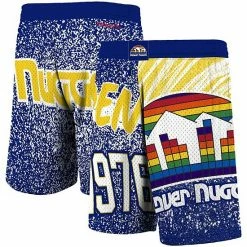 Wholesale 👏 Unbranded Men's Mitchell & Ness Royal Denver Nuggets Hardwood Classics Jumbotron Sublimated Shorts 😉
