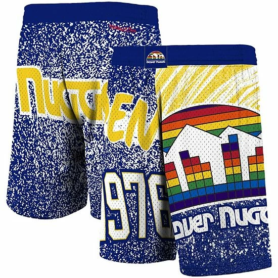 Wholesale ๐ Unbranded Men's Mitchell & Ness Royal Denver Nuggets Hardwood Classics Jumbotron Sublimated Shorts ๐