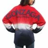 Hot Sale 👍 Unbranded 👩 Women's Red Gonzaga Bulldogs Ombre Long Sleeve Dip-Dyed Spirit Jersey ✨