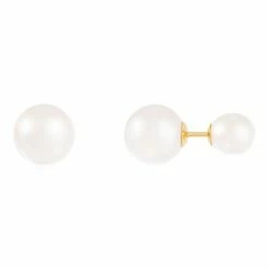 Best Pirce ⭐ Unbranded 14k Gold Freshwater Cultured Pearl Barbell Stud Earrings ⌛
