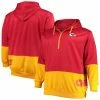 Best Pirce 🛒 Unbranded Men's Red/Gold Kansas City Chiefs Big & Tall Quarter-Zip Hoodie 🤩
