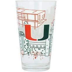 Buy 🤩 Unbranded Miami Hurricanes 16oz. Campus Line Art Pint Glass 😉