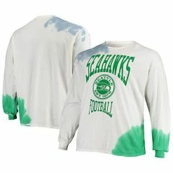 Promo 💯 Unbranded Men's Junk Food Cream Seattle Seahawks Tie-Dye Long Sleeve T-Shirt 🤩