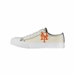 Hot Sale 🤩 Unbranded 👩 Women's FOCO Cream New York Mets Low Top Canvas 👟 Shoes 🧨