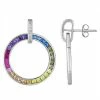 Discount ✨ Unbranded Sterling Silver Rainbow Cubic Zirconia Circle Drop Earrings 🧨