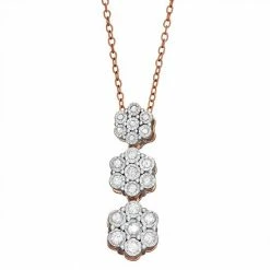 Best reviews of 🎉 Unbranded Sterling Silver 1/4 Carat T.W. Diamond Flower Linear Pendant Necklace 🧨