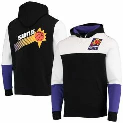 Best deal ⌛ Unbranded Men's Mitchell & Ness Black Phoenix Suns Hardwood Classics Fusion 2.0 Colorblock Pullover Hoodie 👏