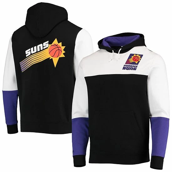 Best deal ⌛ Unbranded Men's Mitchell & Ness Black Phoenix Suns Hardwood Classics Fusion 2.0 Colorblock Pullover Hoodie 👏
