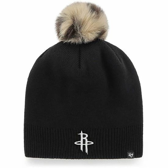 Cheapest ๐คฉ Unbranded ๐ฉ Women's '47 Black Houston Rockets Serengeti Knit Beanie With Pom ๐ฏ