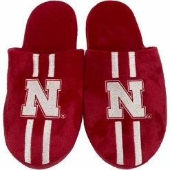 Best Sale 🥰 Unbranded Men's FOCO Nebraska Huskers Striped Team Slippers 🎁