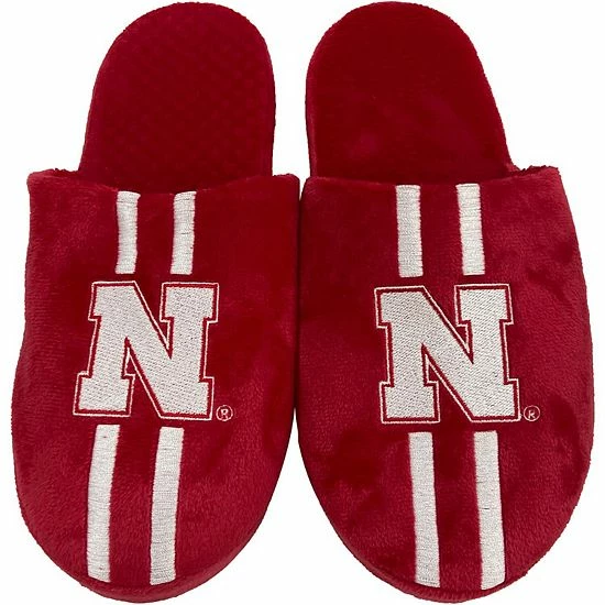 Best Sale ๐ฅฐ Unbranded Men's FOCO Nebraska Huskers Striped Team Slippers ๐