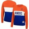 Best deal 😉 Unbranded 👩 Women's Mitchell & Ness Blue/Orange New York Knicks Hardwood Classics Colorblock 2.0 Pullover Sweatshirt 😍