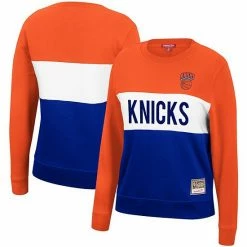 Best deal 😉 Unbranded 👩 Women's Mitchell & Ness Blue/Orange New York Knicks Hardwood Classics Colorblock 2.0 Pullover Sweatshirt 😍