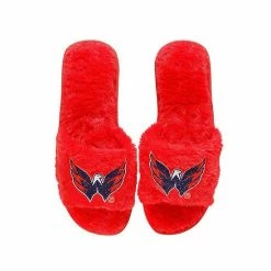 New 💯 Unbranded 👩 Women's FOCO Red Washington Capitals Rhinestone Fuzzy Slippers ✔️
