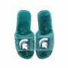 New ✨ Unbranded 👩 Women's FOCO Green Michigan State Spartans Rhinestone Fuzzy Slippers ⌛