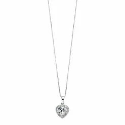 Promo ✔️ Unbranded Sterling Silver Lab-Created White Sapphire & Diamond Accent Heart Halo Pendant 🥰