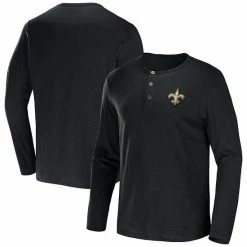 Promo ✔️ Unbranded Men's NFL X Darius Rucker Collection By Fanatics Black New Orleans Saints Slub Jersey Henley Long Sleeve T-Shirt 🌟