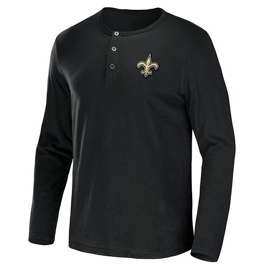 Promo ✔️ Unbranded Men's NFL X Darius Rucker Collection By Fanatics Black New Orleans Saints Slub Jersey Henley Long Sleeve T-Shirt 🌟 - Image 3