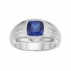Discount 🔥 Unbranded Men's Sterling Silver Lab-Created Blue & White Sapphire Ring 🥰