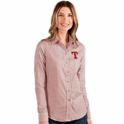 Wholesale ❤️ Unbranded 👩 Women’s Antigua Texas Rangers Red Structure Woven 👚 Shirt 🛒